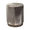 Hivvago 20" Gray Wool And Brown Footstool Ottoman In Brown