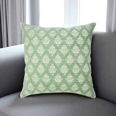 Hivvago 20" Green And White Geometric Cotton Throw Pillow
