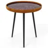 Hivvago 20 Inch Artisan Round Side Table Featuring Sea Shell Design And Epoxy Coating In Brown