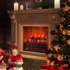 Hivvago 20 Inch Electric Fireplace Heater With Realistic Pinewood Ember Bed-black
