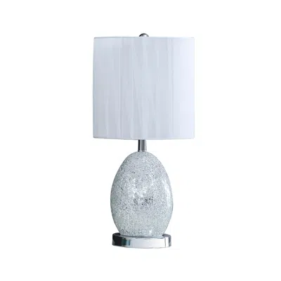 Hivvago 20 Inch Glass Table Lamp, 9w Led, 3 Way Switch, Egg Shape, Silver