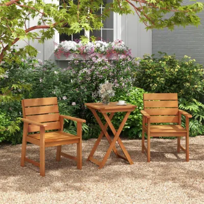 Hivvago 20 Inch Hardwood Patio Folding Table With Slatted Tabletop In Blue