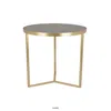 Hivvago 20 Inch Plant Stand Table, 3 Legged Metal Base, Gray Marble, Gold Finish In Gray