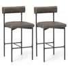 Hivvago 20 Inch Upholstered Bar Stools Set Of 2 Counter Height Bar Chairs With Backrest-brown