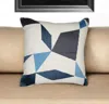 Hivvago 24" Ivory And Blue Geometric Cotton Blend Throw Pillow With Embroidery In Multi