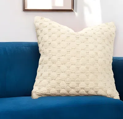 Hivvago 20" Ivory Cotton Throw Pillow With Texture In Neutral