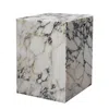 Hivvago 20" Ivory Marble Square Block End Table In White