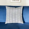 Hivvago 20" Light Blue And White Cotton Throw Pillow With Embroidery In Gray