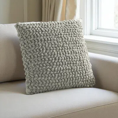 Hivvago 20" Light Gray Cotton Blend Curly Loops Throw Pillow In Green