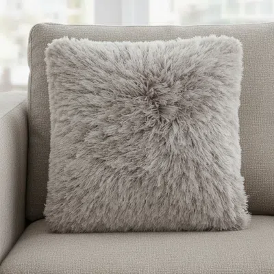 Hivvago 20" Light Gray Shag Accent Throw Pillow