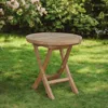 Hivvago 20" Natural Rounded Solid Wood Folding Outdoor Side Table In Brown
