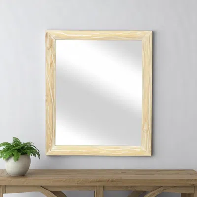 Hivvago 20" Natural Solid Wood Accent Mirror In Neutral