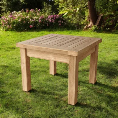 Hivvago 20" Natural Square Solid Wood Outdoor Side Table In Neutral