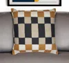 Hivvago 20" Navy Blue Check Throw Pillow With Embroidery In Multi