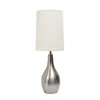 Hivvago 20" Nickel Metal Round Table Lamp With White Drum Shade In Silver