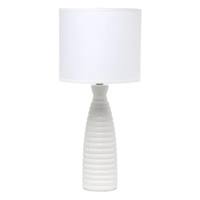 Hivvago 20" Off White Ceramic Novelty Table Lamp With Off White Drum Shade