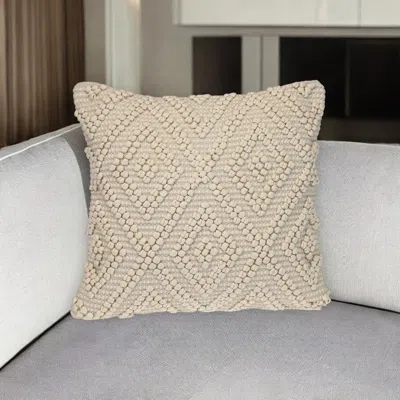 Hivvago 20" Off White Geometric Cotton Throw Pillow In Neutral