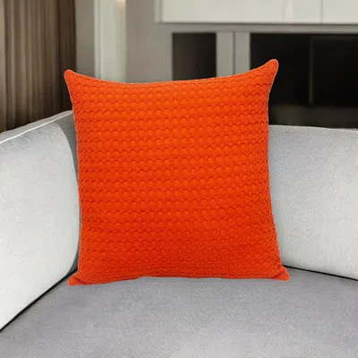 Hivvago 20" Orange Cotton Throw Pillow With Texture In Red