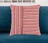Hivvago 20" Red And Ivory Striped Cotton Throw Pillow In Pink