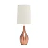 Hivvago 20" Rose Gold Metal Novelty Table Lamp With White Drum Shade In White
