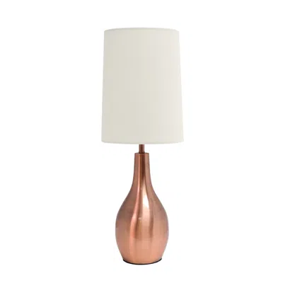 Hivvago 20" Rose Gold Metal Novelty Table Lamp With White Drum Shade