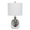 Hivvago 20" Silver Glass Round Table Lamp With Light Gray Drum Shade In Silver