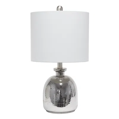 Hivvago 20" Silver Glass Round Table Lamp With Light Gray Drum Shade