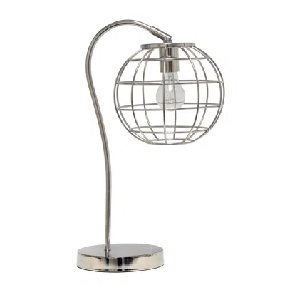 Hivvago 20" Silver Metal Novelty Table Lamp With Silver Globe Shade In Metallic