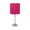 Hivvago Set Of Two 20" Silver Metal Table Lamp With Pink Drum Shade