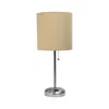 Hivvago Set Of Two 20" Silver Metal Table Lamp With Tan Drum Shade