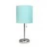 Hivvago Set Of Two 20" Silver Metal Table Lamp With Aqua Drum Shade In Blue