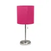 Hivvago Set Of Two 20" Silver Metal Table Lamp With Pink Drum Shade