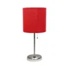 Hivvago 20" Silver Metal Table Lamp Led With Red Drum Shade In Red