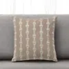 Hivvago 20" Taupe And White Cotton Throw Pillow With Embroidery In Brown