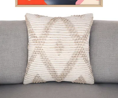 Hivvago 20" White And Natural Diamond Throw Pillow In Neutral