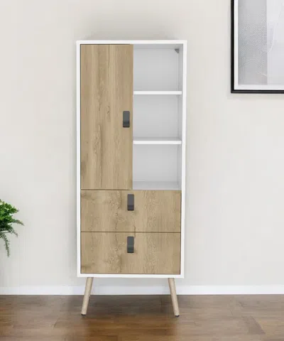Hivvago 20" White And Natural Two Drawer Chest In Brown