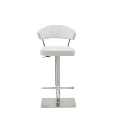 Hivvago 20 " White And Silver Stainless Steel Bar Chair