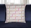 Hivvago 20" White Check Cotton Blend Throw Pillow With Embroidery In Multi