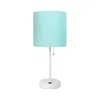 Hivvago Set Of Two 20" White Metal Table Lamp With Aqua Drum Shade In Blue