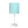 Hivvago Set Of Two 20" White Metal Table Lamp With Aqua Drum Shade