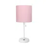 Hivvago 20" Silver Metal Usb Table Lamp Led With Light Pink Drum Shade