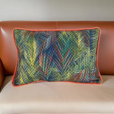 Hivvago 20 X 14 Inch Fabric Pillow With Abstract Art Details, Multicolor