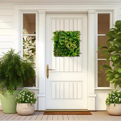 Hivvago 20" X 20" 3d Hanging Greenery Hedge With 11 Types Of Mixed Faux Plants For Indoor Outdoor