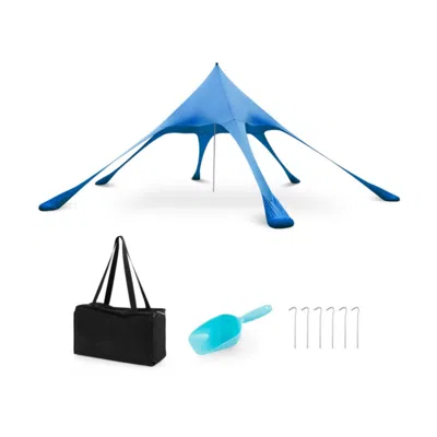 Hivvago 20 X 20 Feet Beach Canopy Tent With Upf50+ Sun Protection And Shovel-green In Blue