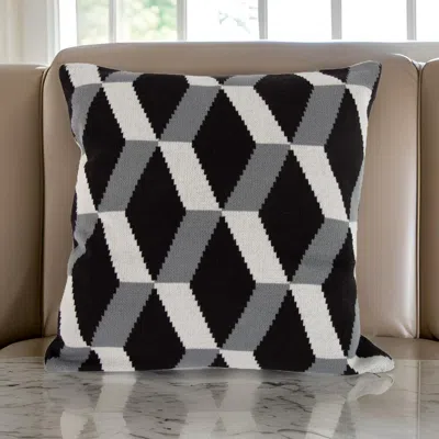 Hivvago 20 X 20 Inch Cashmere Pillow With Zig Zag Pattern, Black And Gray