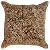 Hivvago 20 X 20 Leather Accent Throw Pillow, Leopard Print Beige Black, Down Insert