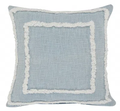 Hivvago 20" X 20" Sky Blue And White 100% Cotton Geometric Zippered Pillow