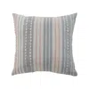Hivvago 20" X 20" White Blue Gray And Tan 100% Cotton Striped Zippered Pillow In Multi