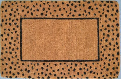 Hivvago 20" X 30" Brown And Black Coir Animal Print Outdoor Door Mat