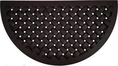 Hivvago 20" X 36" Black Lattice Semi Circle Outdoor Rubber Door Mat